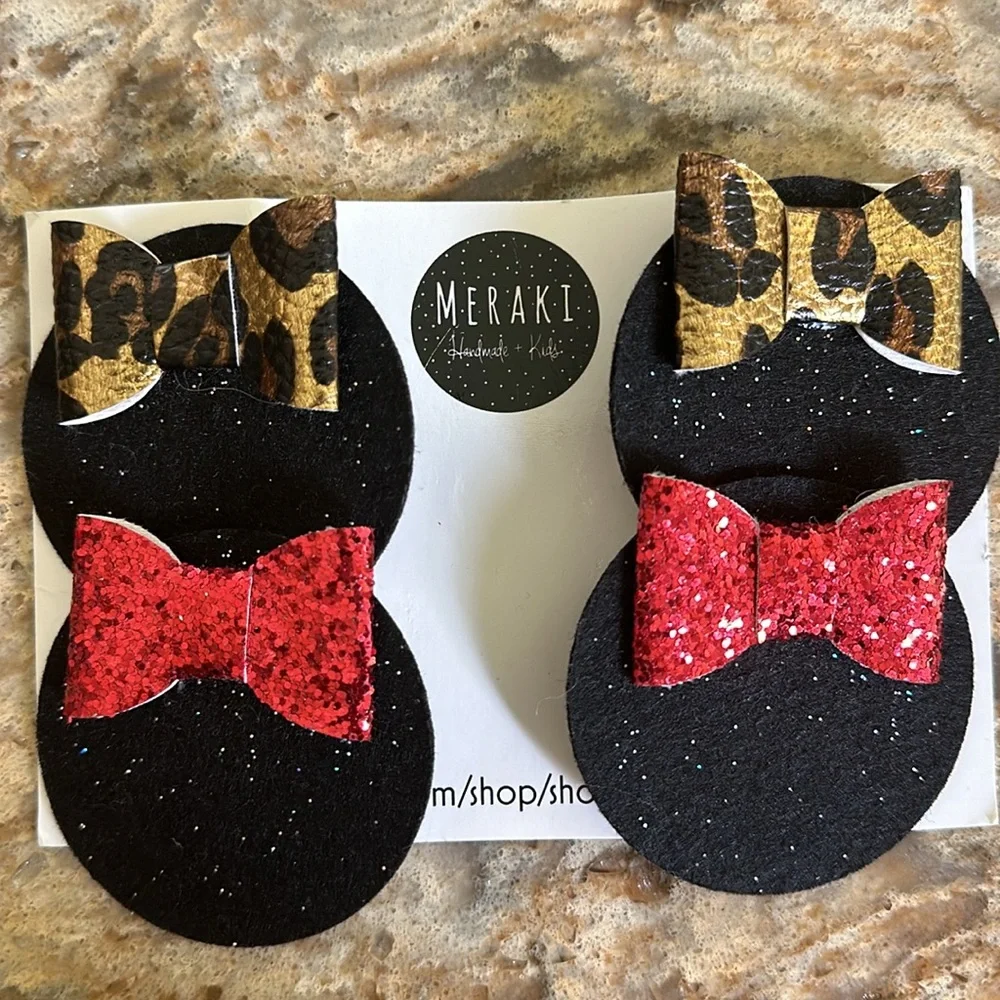 Handmade Minnie Mouse Ear Hair Clips Bought on Etsy